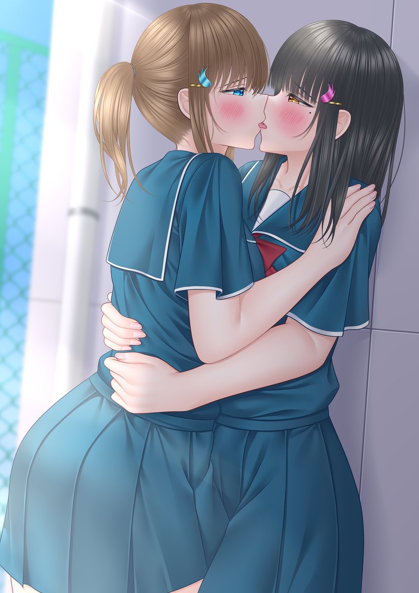 This is a pixiv picture whose title is 「大人のキス…しよっか。」.