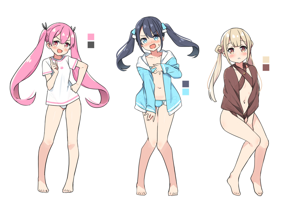 This is a pixiv picture whose title is ツインテール水着.