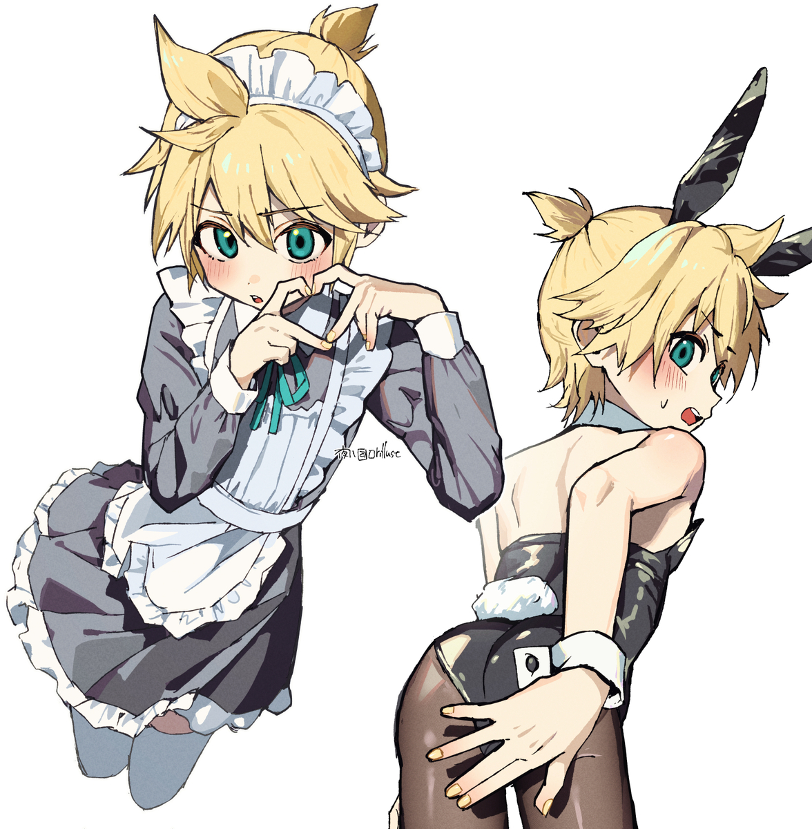 This is a pixiv picture whose title is メイド、バニーレンくん.