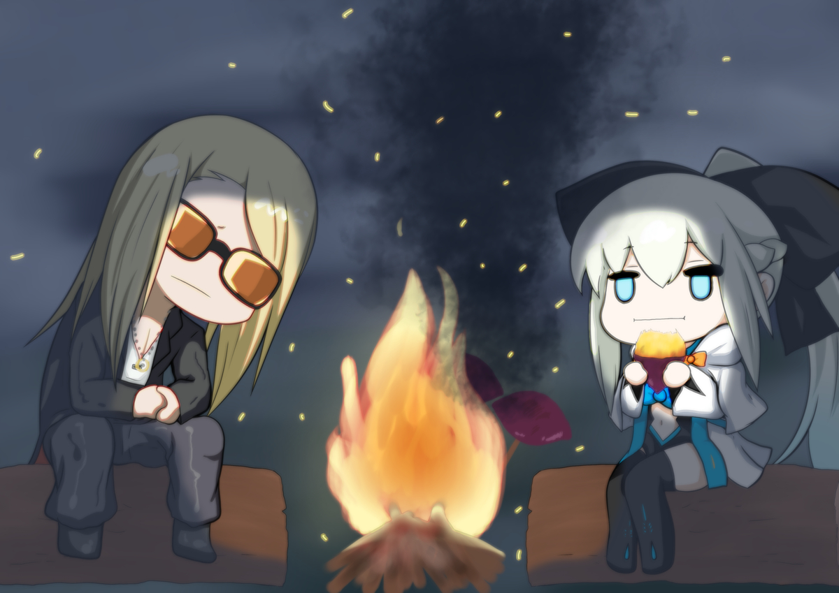 This is a pixiv picture whose title is ミクトランパに来てお芋を焼くモルモル.