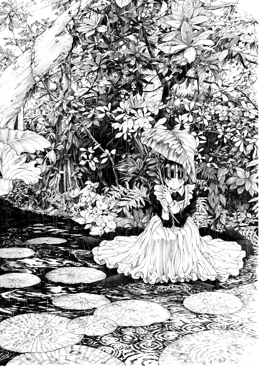 This is a pixiv picture whose title is 雨降りの熱帯メイド.