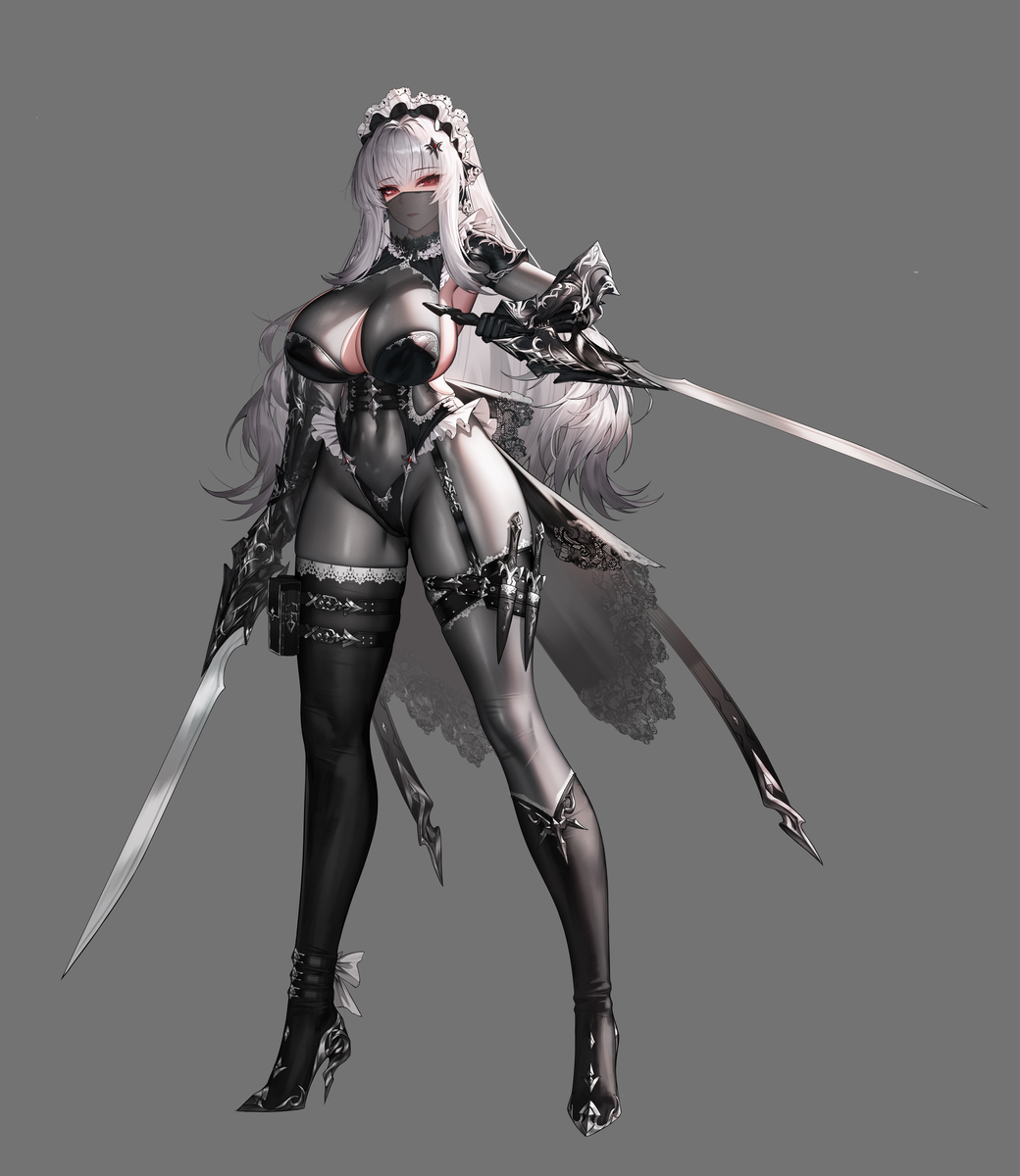 This is a pixiv picture whose title is 女仆刺客（稿）.