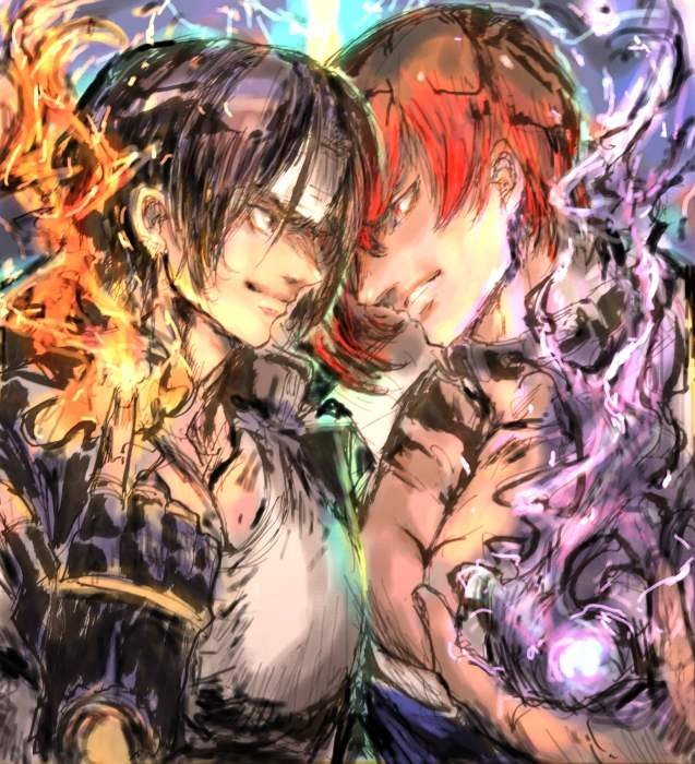 This is a pixiv picture whose title is 京vs庵.