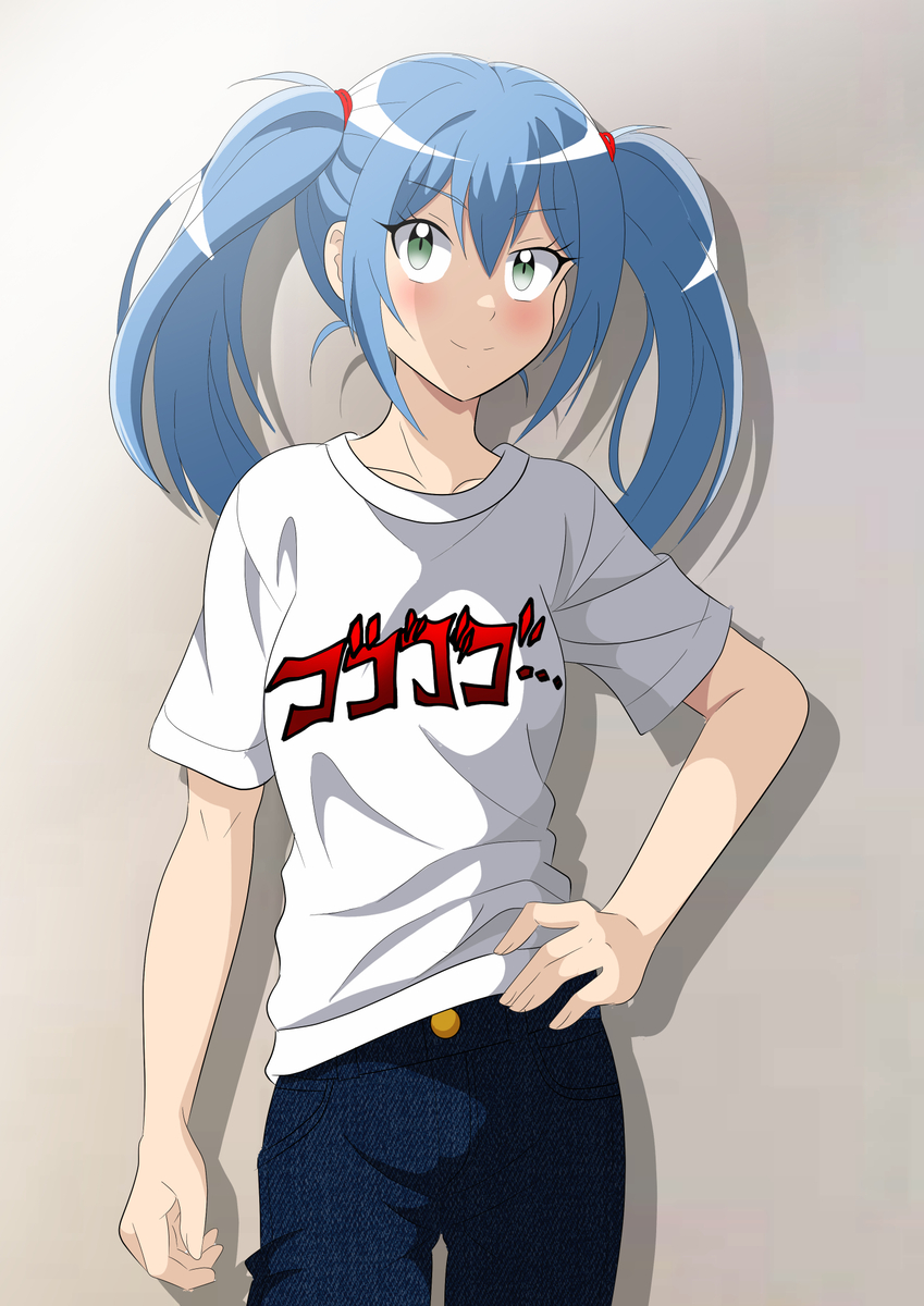 This is a pixiv picture whose title is 青髪ツインテールの女の子.