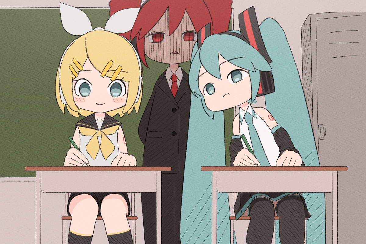 This is a pixiv picture whose title is 初音ミク、０点.