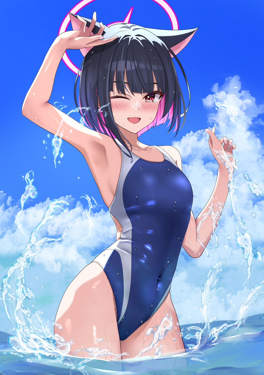 This is a pixiv picture whose title is 競泳水着カズサ.