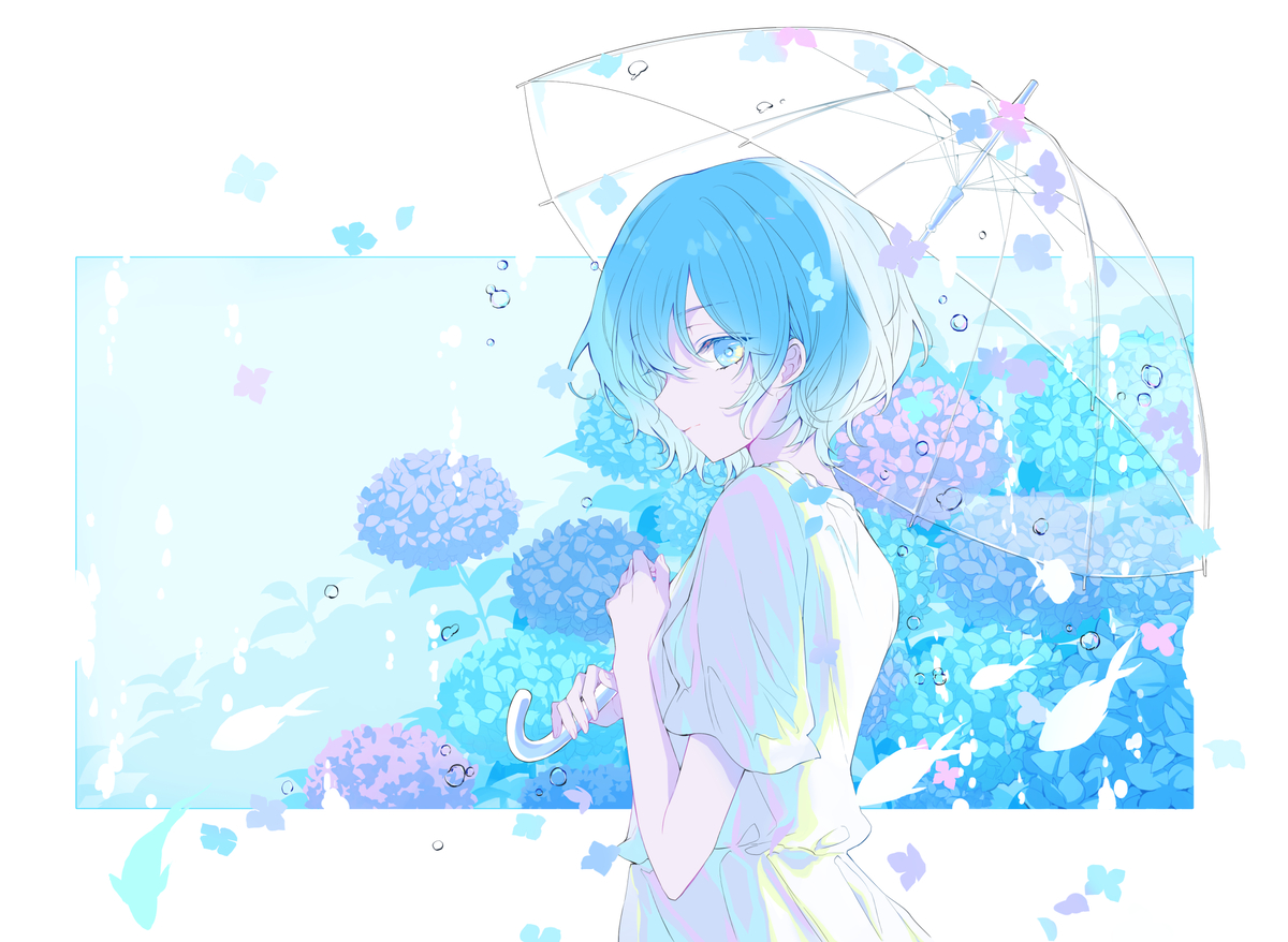 This is a pixiv picture whose title is 私ごと雨色に染めて.