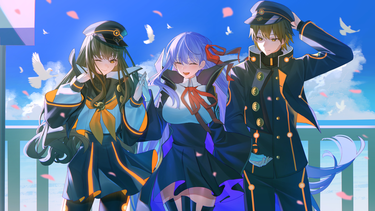 This is a pixiv picture whose title is 碧空回响.
