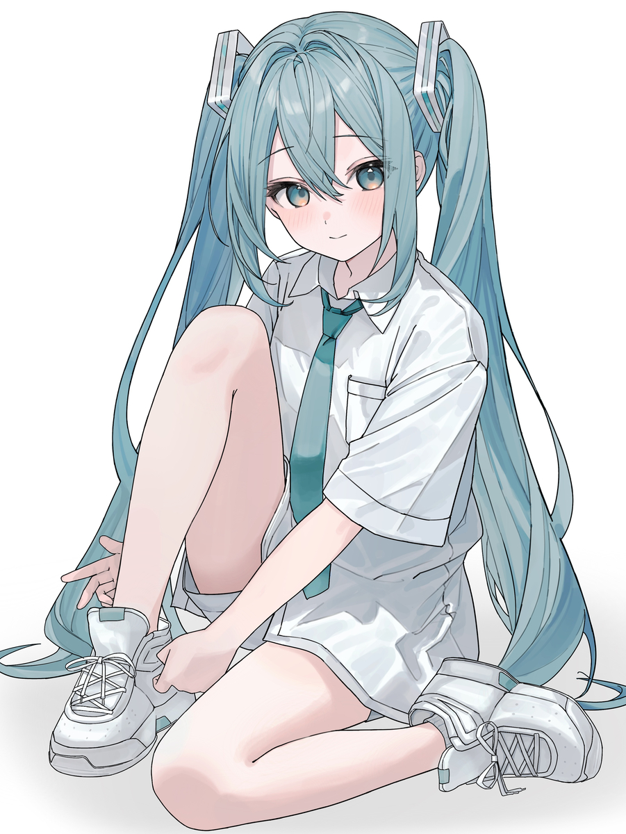 This is a pixiv picture whose title is White Miku.