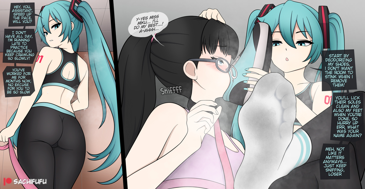 This is a pixiv picture whose title is Miku's assistant training.
