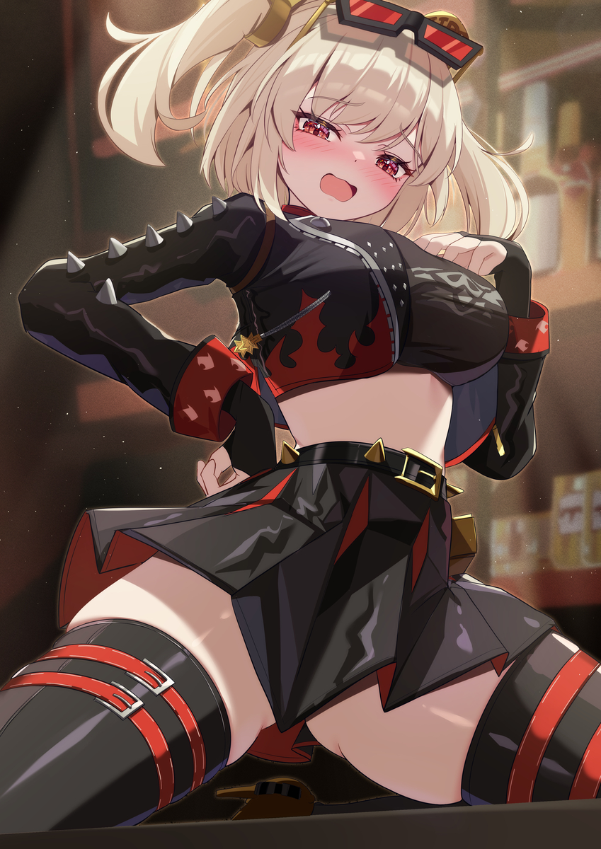 This is a pixiv picture whose title is 「あつくなってきた…♡」.