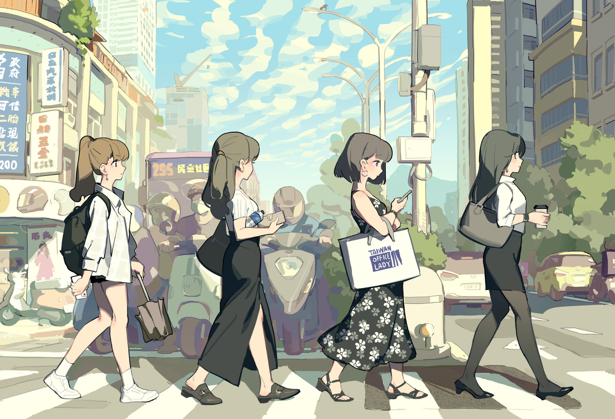 This is a pixiv picture whose title is 過馬路.