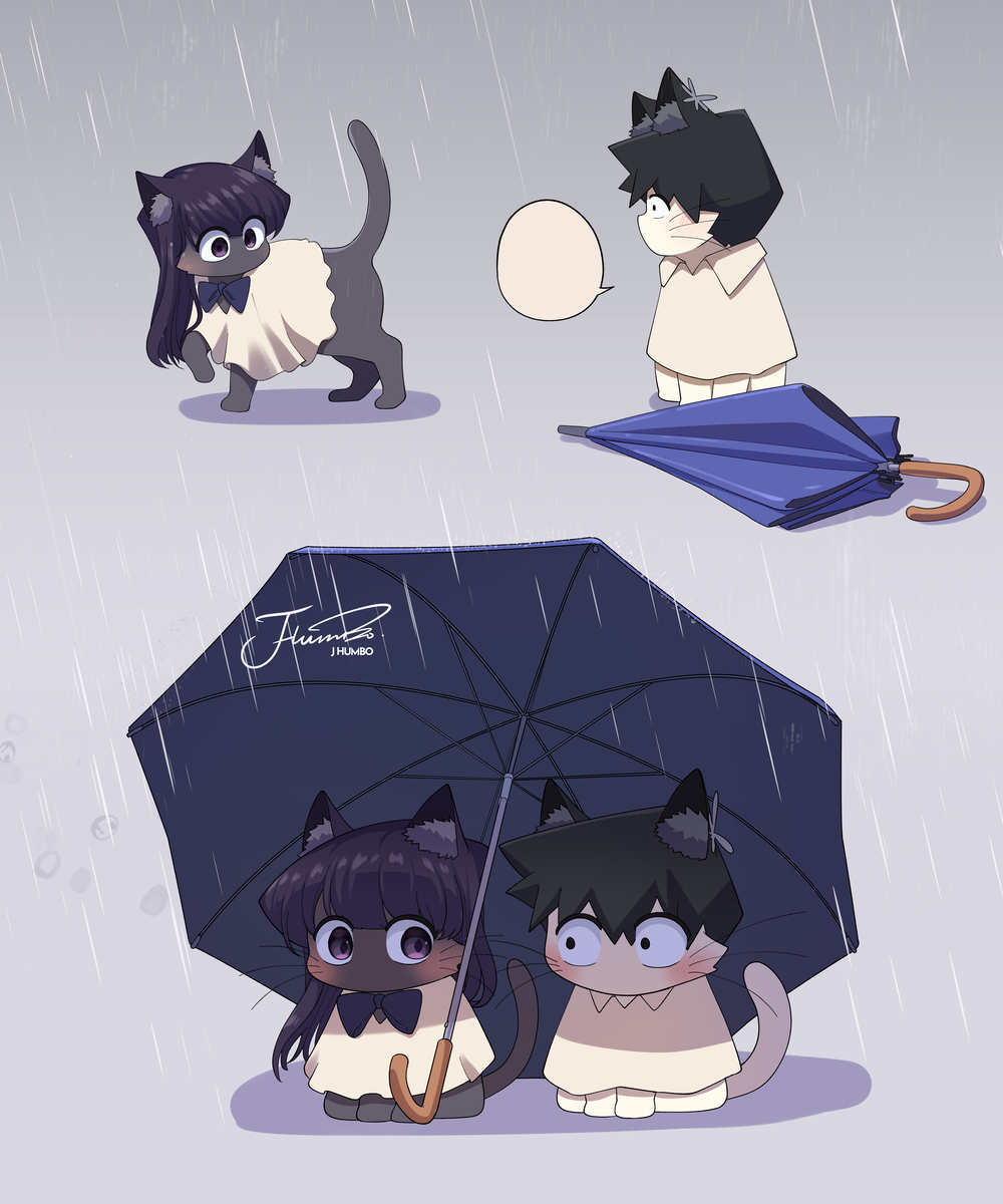 This is a pixiv picture whose title is ☂️ 🐱🐱.