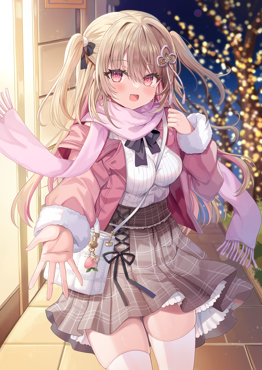 This is a pixiv picture whose title is 夜のおでかけ🍑🐰.