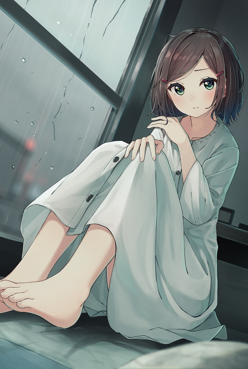 This is a pixiv picture whose title is 憂鬱な雨の日.