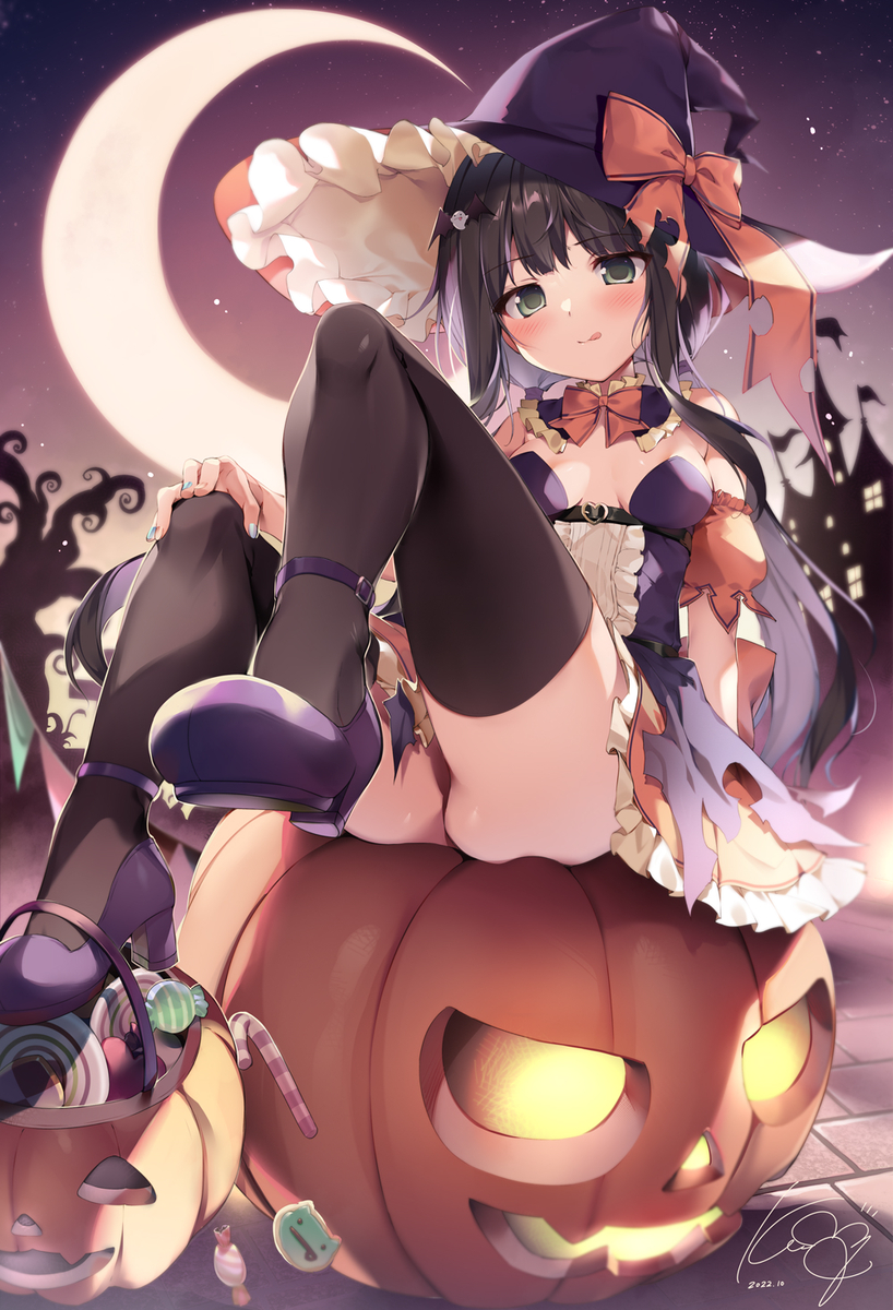 This is a pixiv picture whose title is お菓子をくれないとイタズラしちゃうゾ🎃🍬💫.