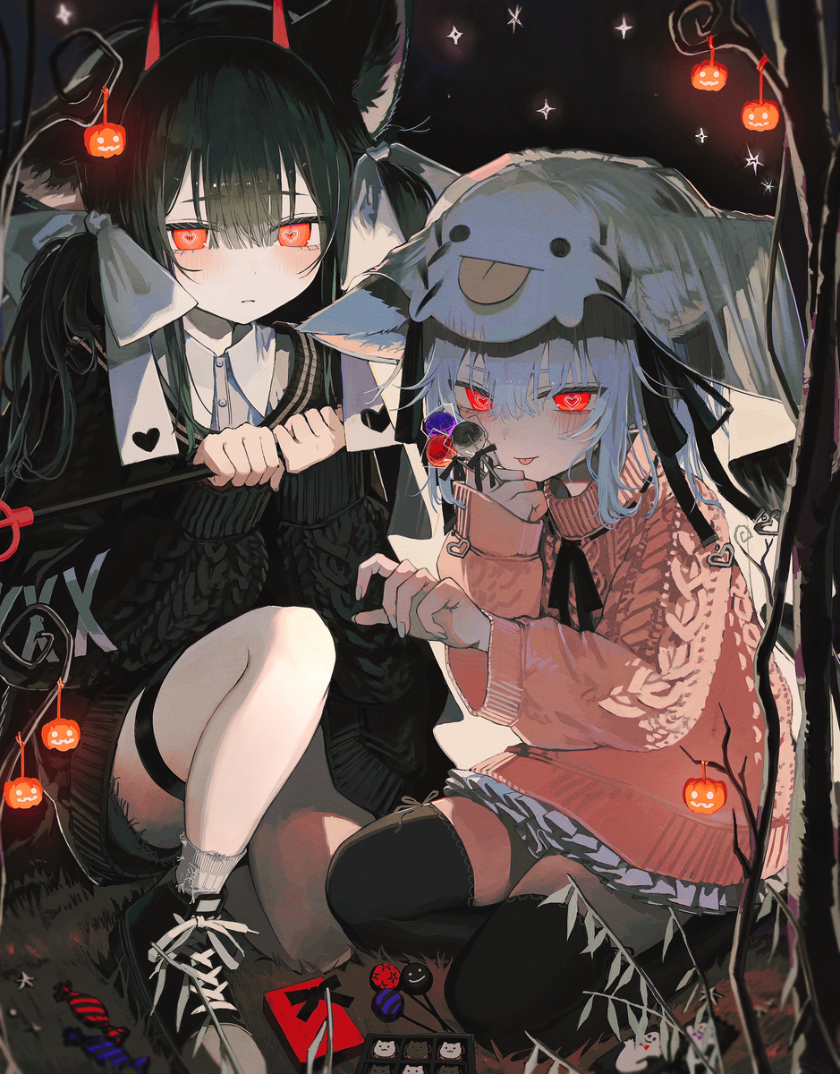 This is a pixiv picture whose title is ハロウィンニットの会.