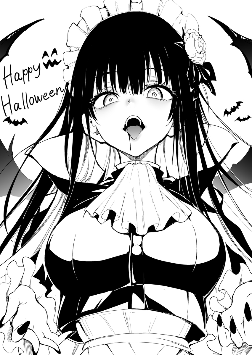 This is a pixiv picture whose title is 『Trick or Treat♡』　吸血鬼メイドー瑠璃川椿－.