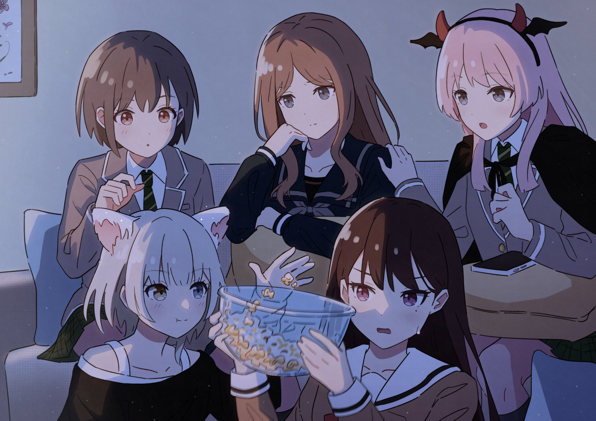 This is a pixiv picture whose title is ハロウィン映画鑑賞会 🎃 📽️.
