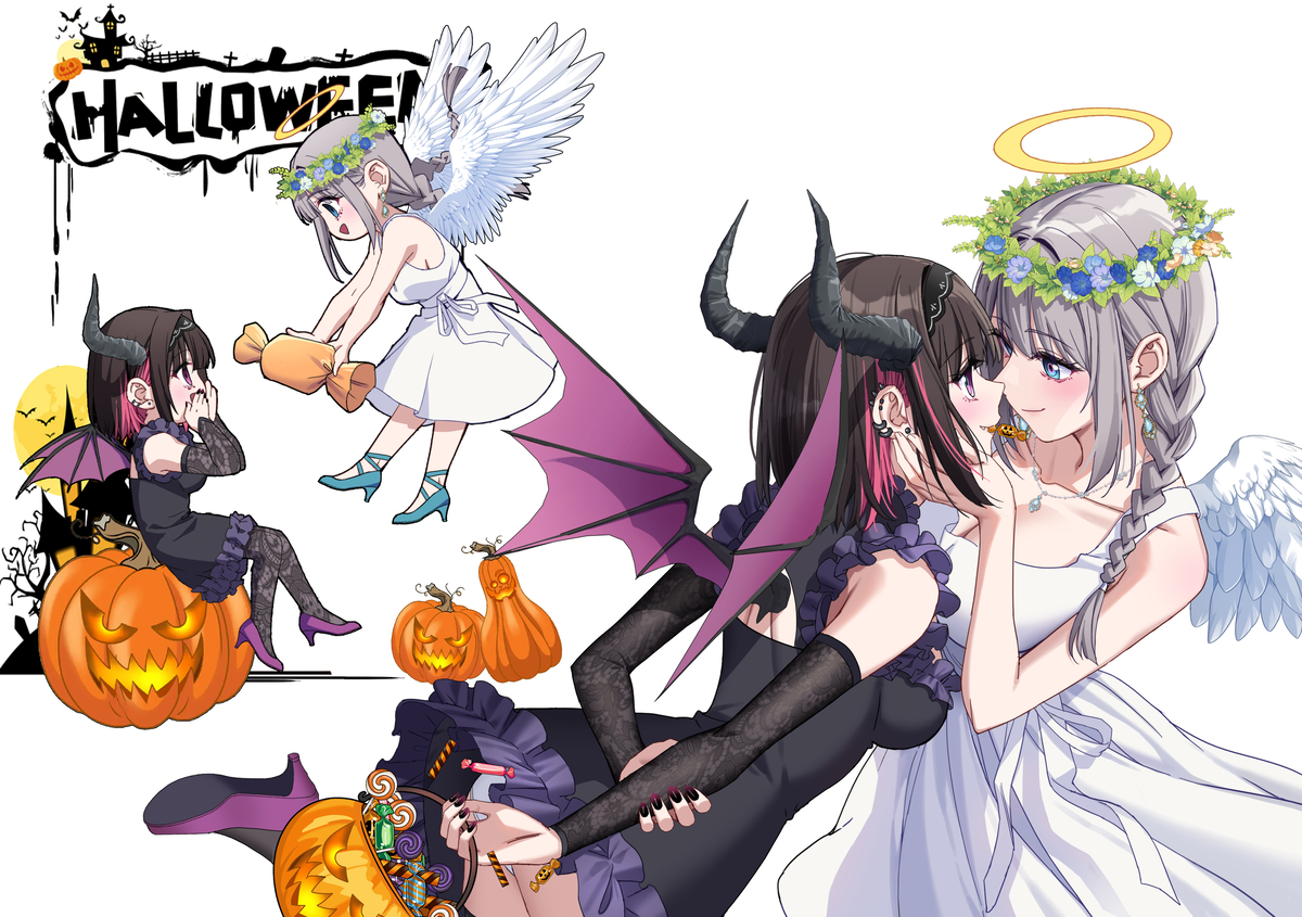 This is a pixiv picture whose title is 🎃👿😇.