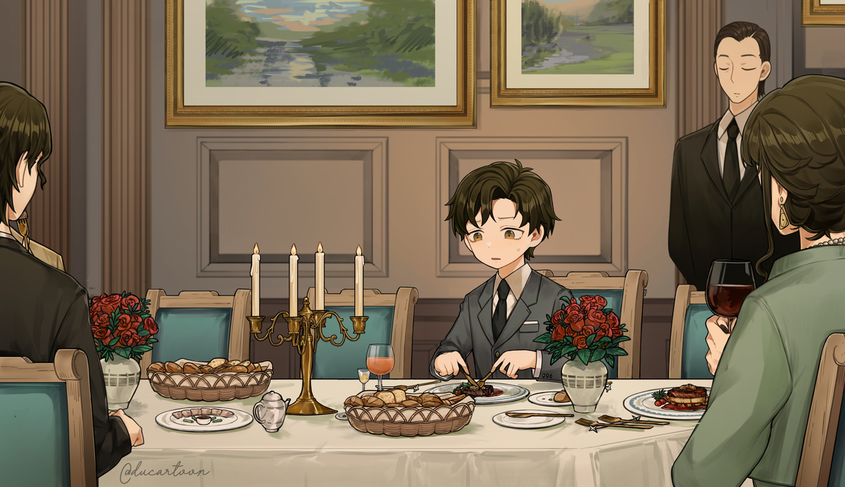 This is a pixiv picture whose title is Family Dinner 🍽️(2p).