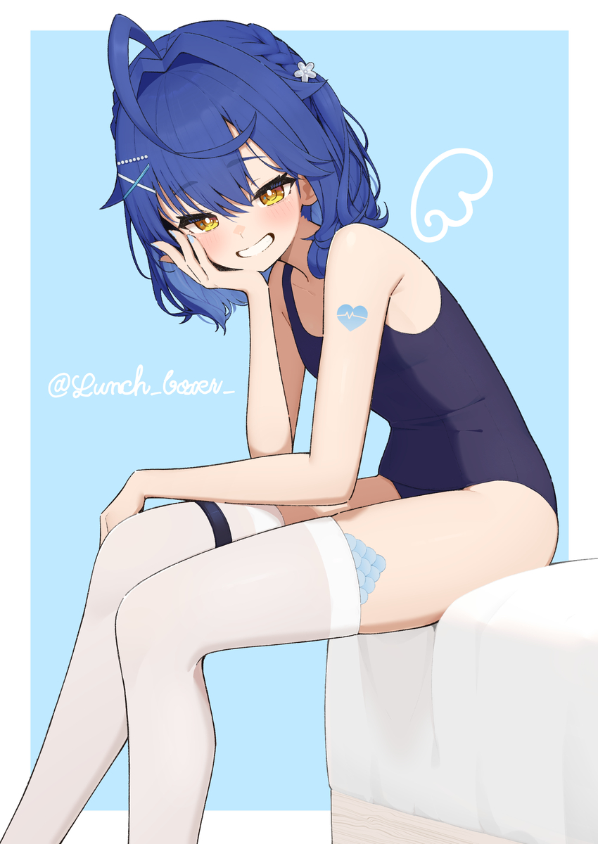 This is a pixiv picture whose title is スク水あみゃ.