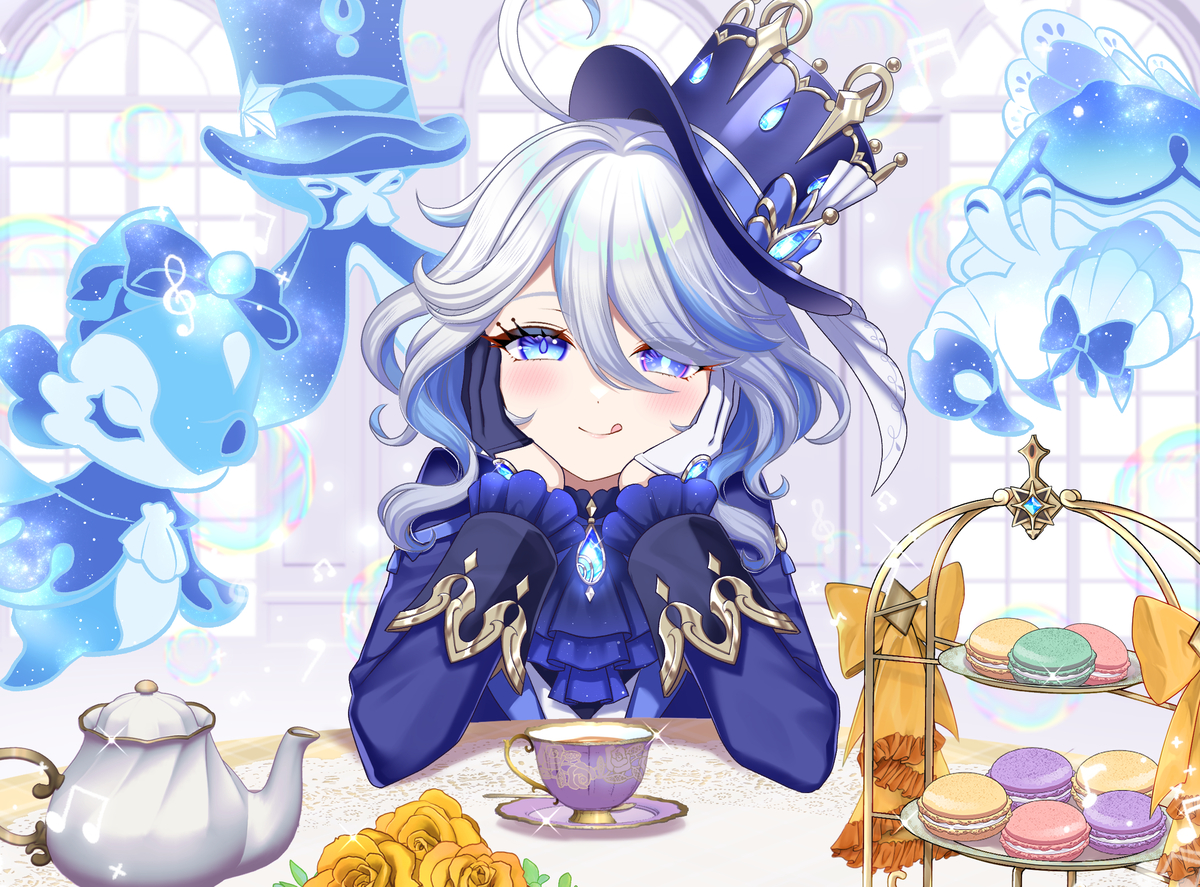 This is a pixiv picture whose title is フリーナとお茶会.