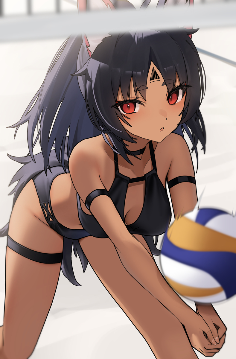 This is a pixiv picture whose title is beach volleyball.