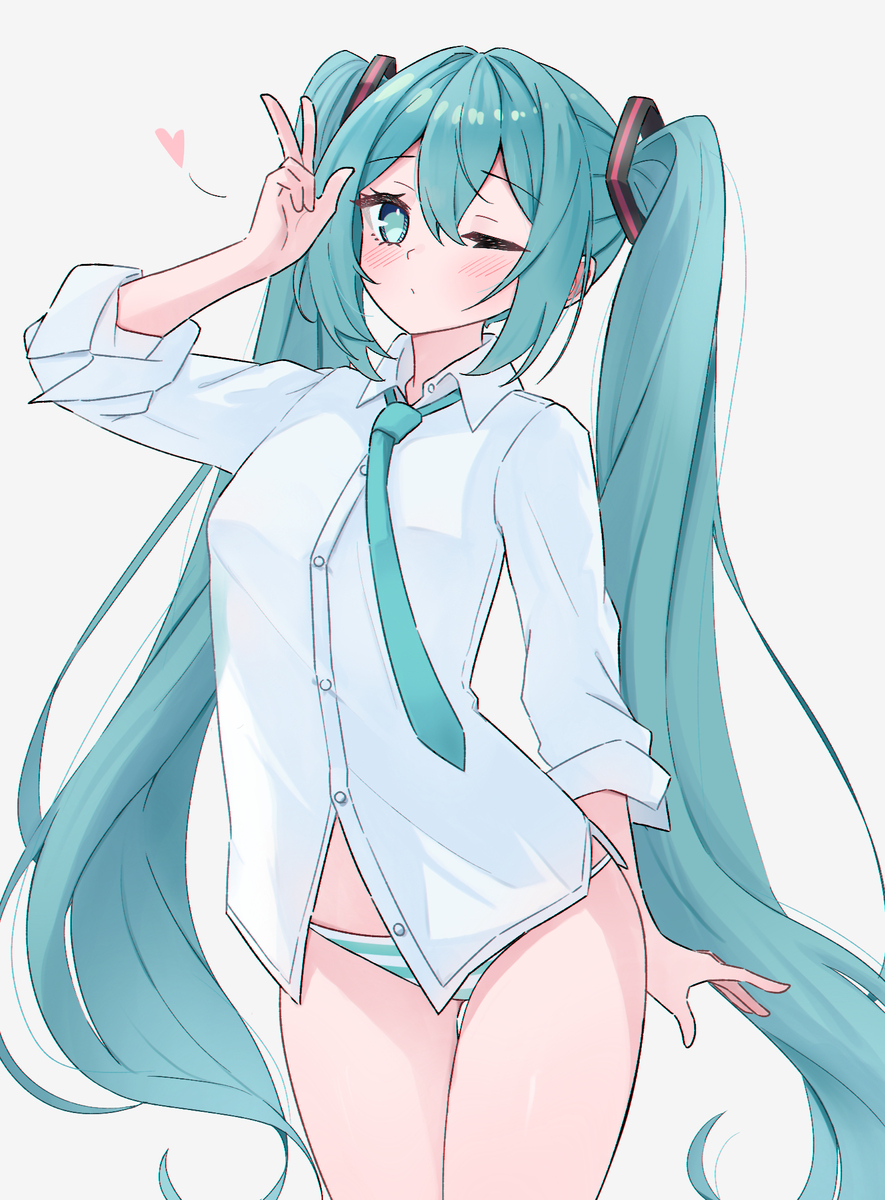 This is a pixiv picture whose title is Miku <3.