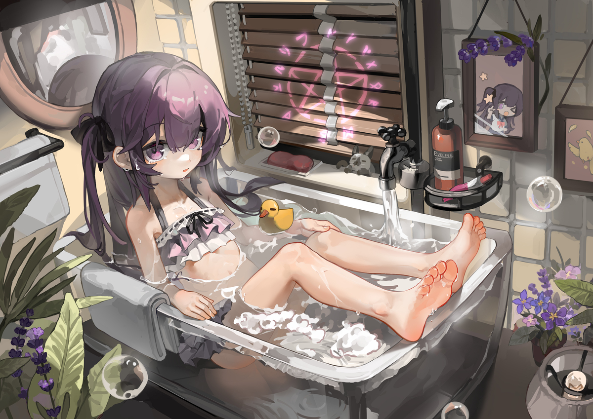 This is a pixiv picture whose title is 【约稿展示】洗澡澡.