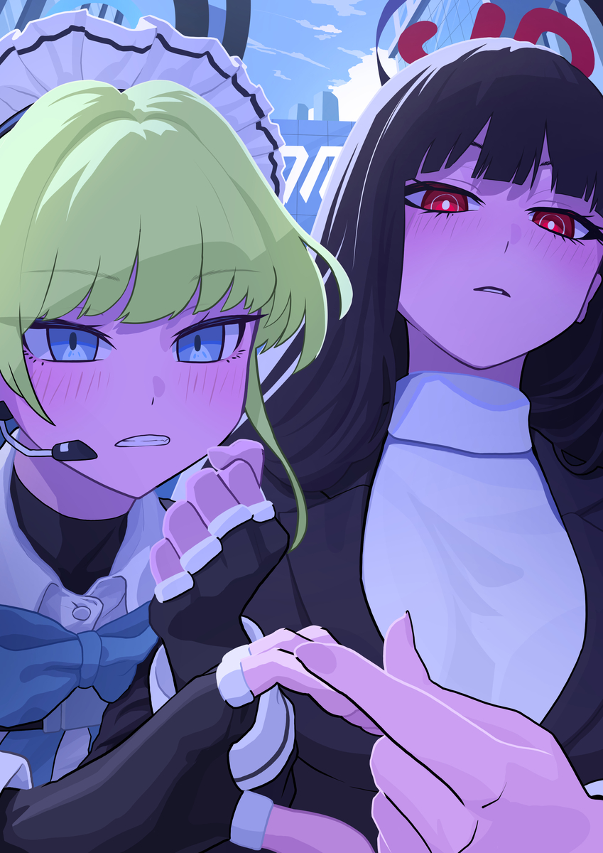 This is a pixiv picture whose title is 표정 짓기가 서투른 둘이지만.