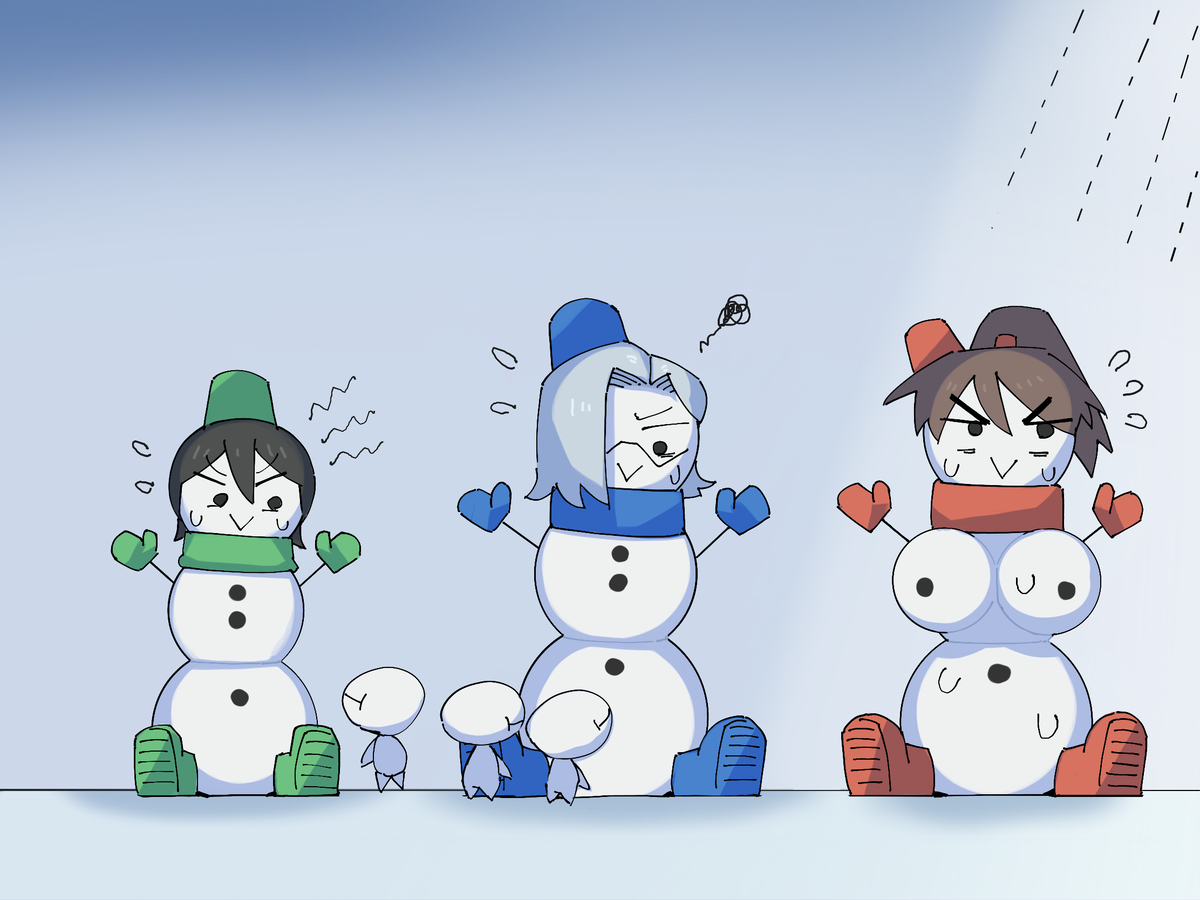 This is a pixiv picture whose title is 雪だるま化のち改変ヒーローズ.