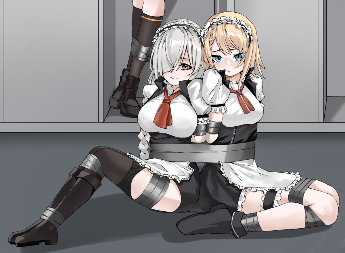 This is a pixiv picture whose title is 【少女前线】人形休息室（女仆形态）.