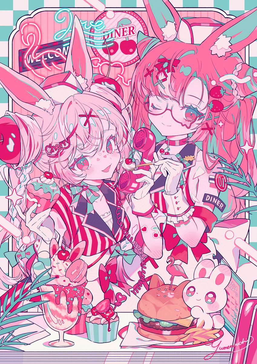 This is a pixiv picture whose title is 🍒🐰.