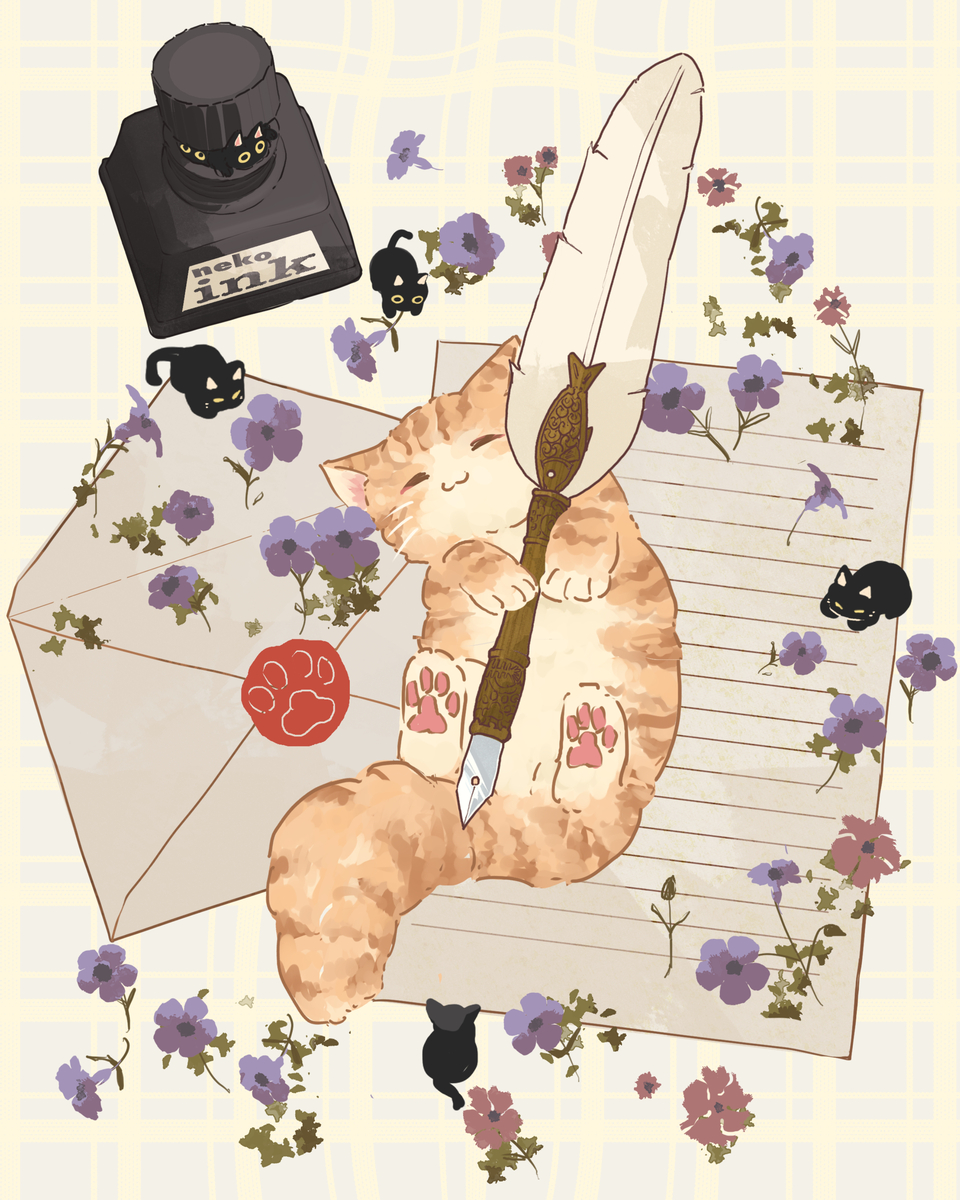 This is a pixiv picture whose title is レターセット✉️ 🐈🌼.