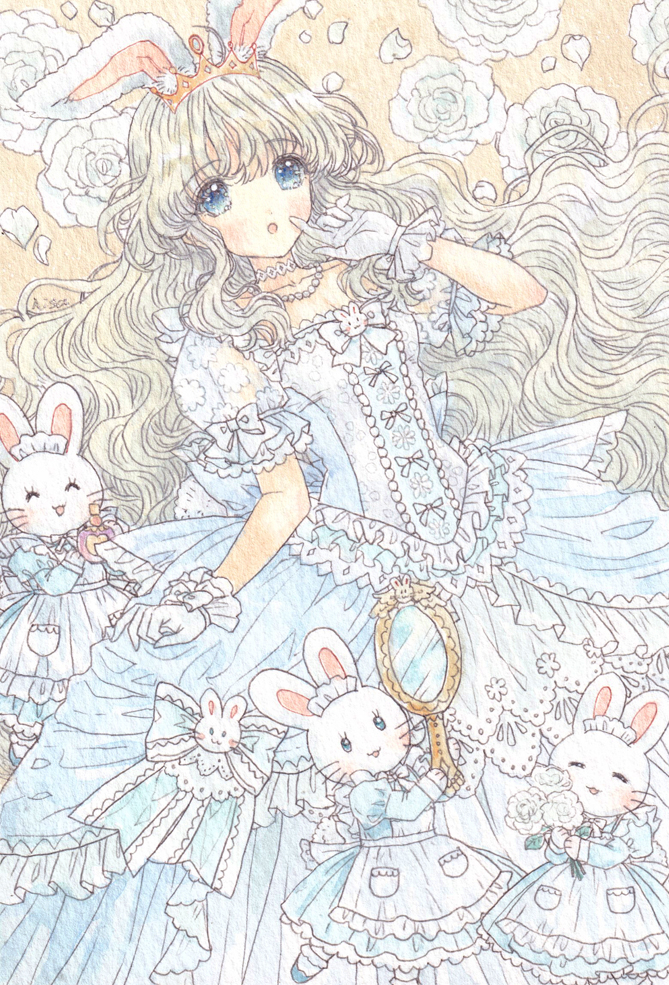 This is a pixiv picture whose title is ミルク色のうさぎ姫.