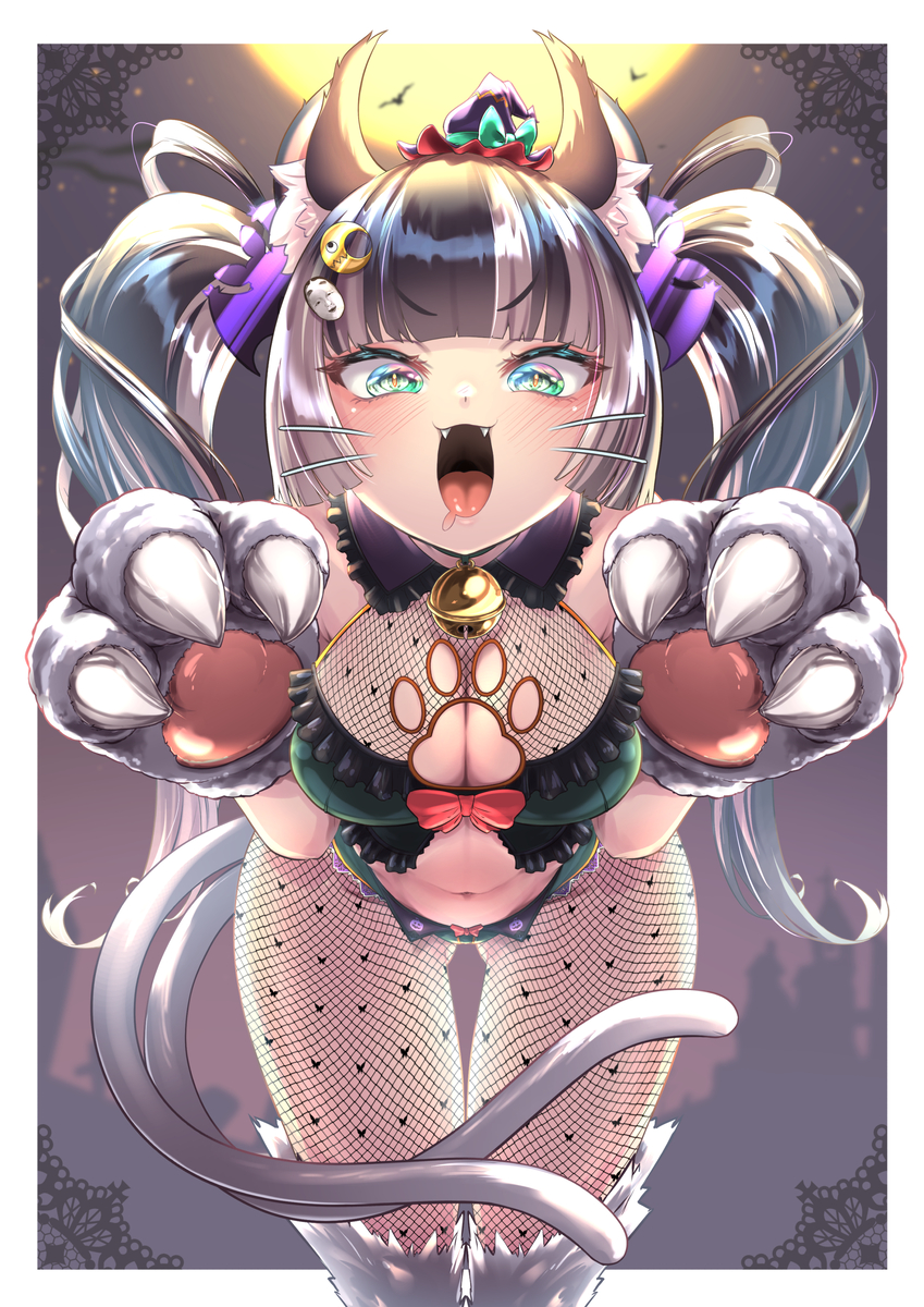 This is a pixiv picture whose title is 【ハロウィーン】にゃんこらでんちゃん.