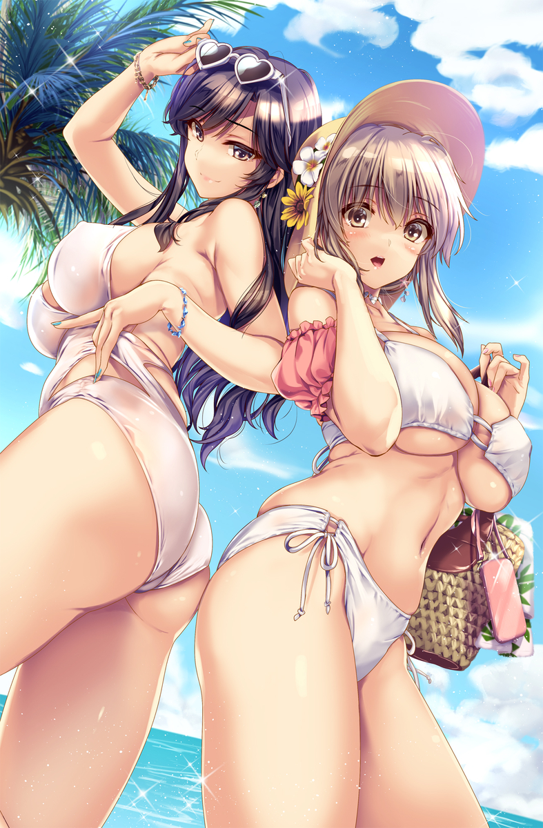 This is a pixiv picture whose title is 白水着えちえち澪ちゃん＆お涼さん.