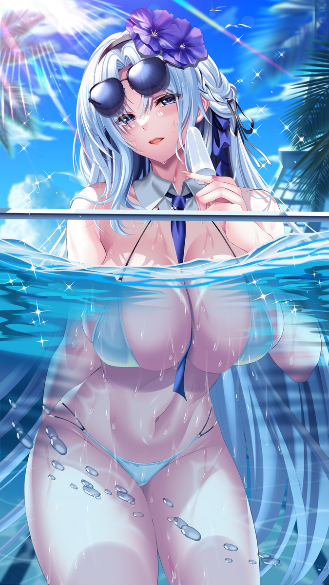 This is a pixiv picture whose title is 水着アルザス　陽差しの秘蹟、過熱す.