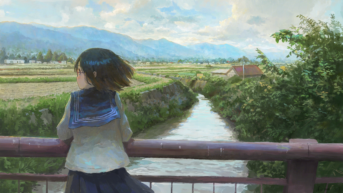 This is a pixiv picture whose title is 橋.