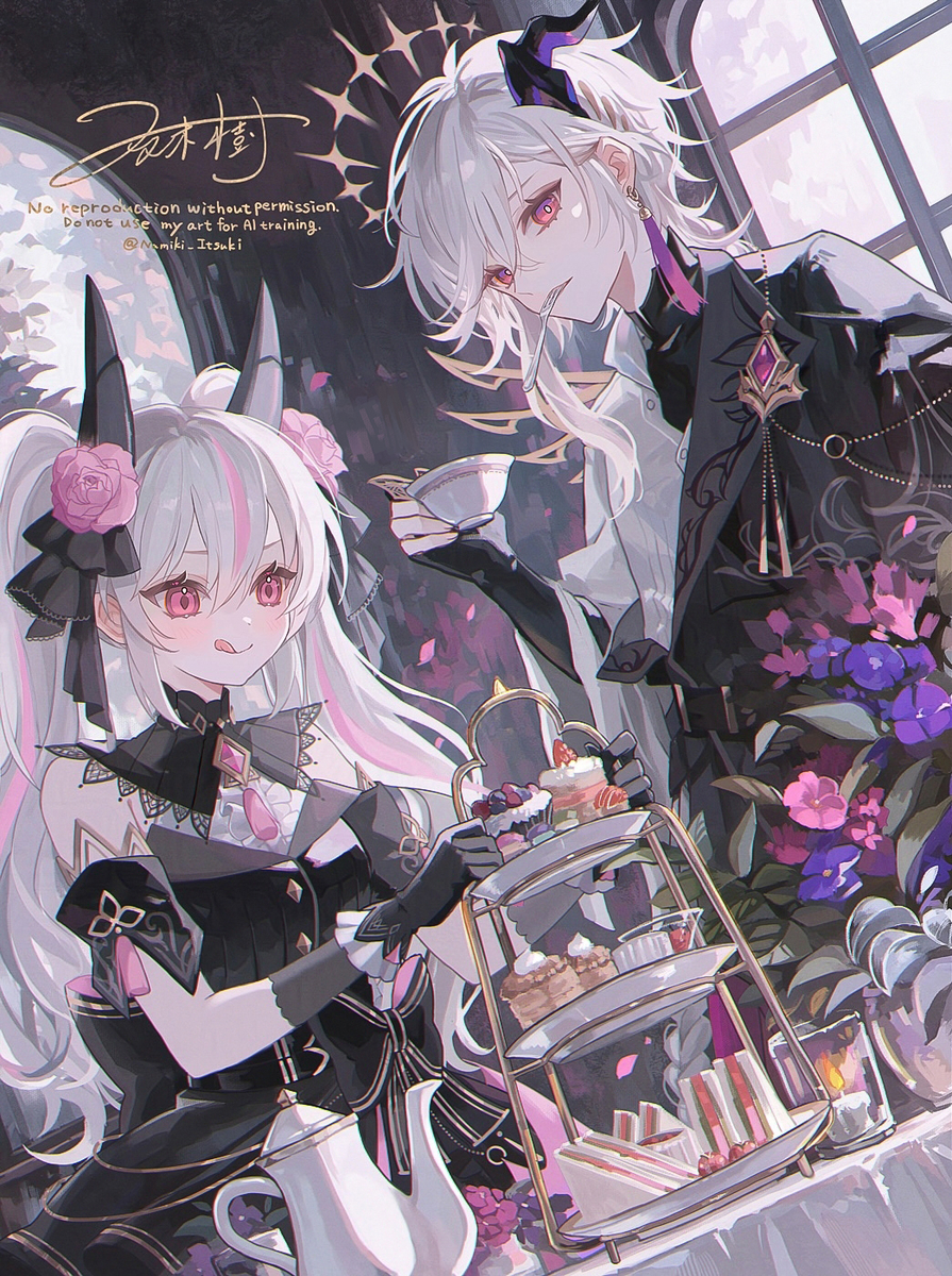 This is a pixiv picture whose title is 魔界のティータイム.