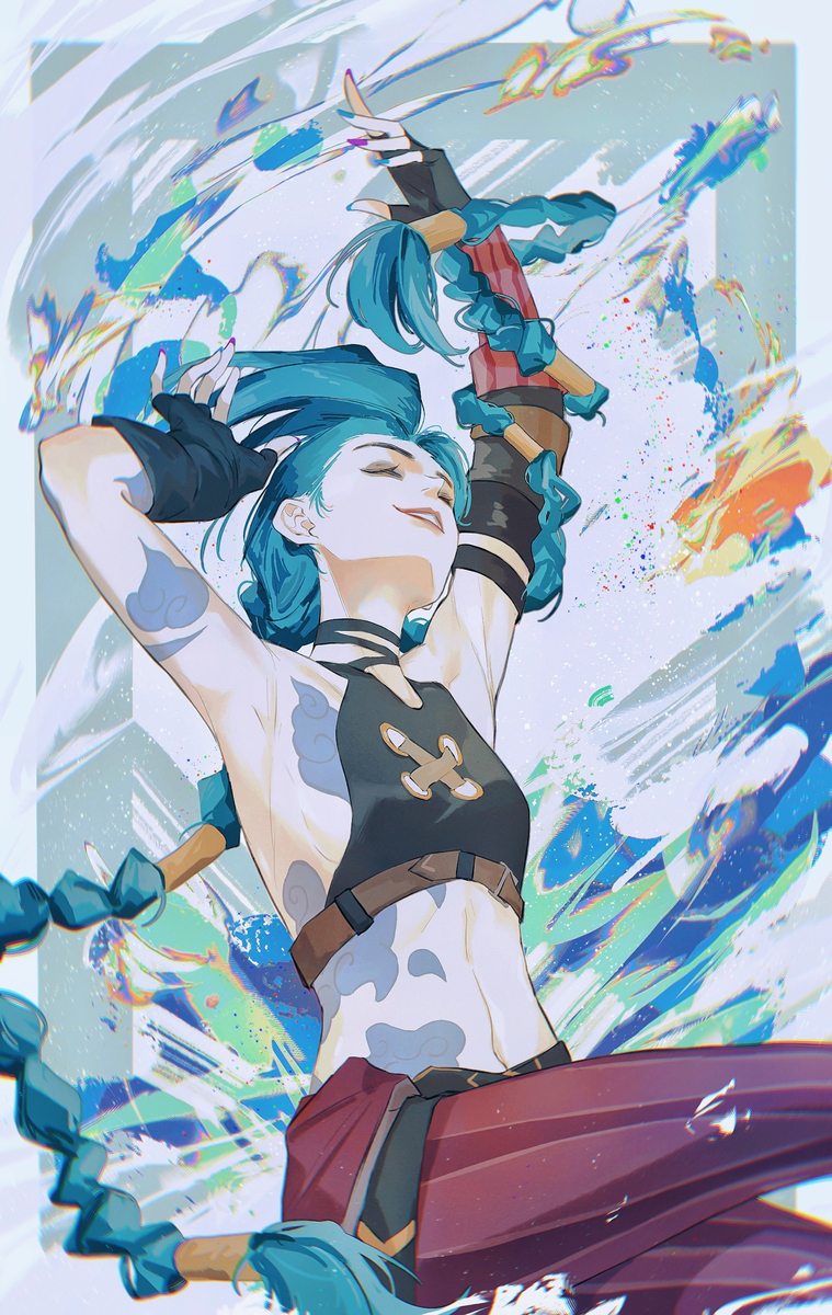 This is a pixiv picture whose title is 金克丝你真的太有张力了😇.