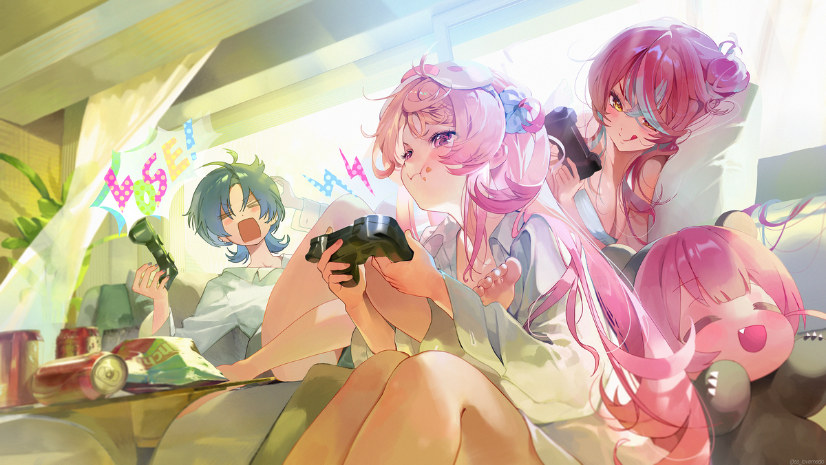 This is a pixiv picture whose title is ゲームしよう  💙💛.