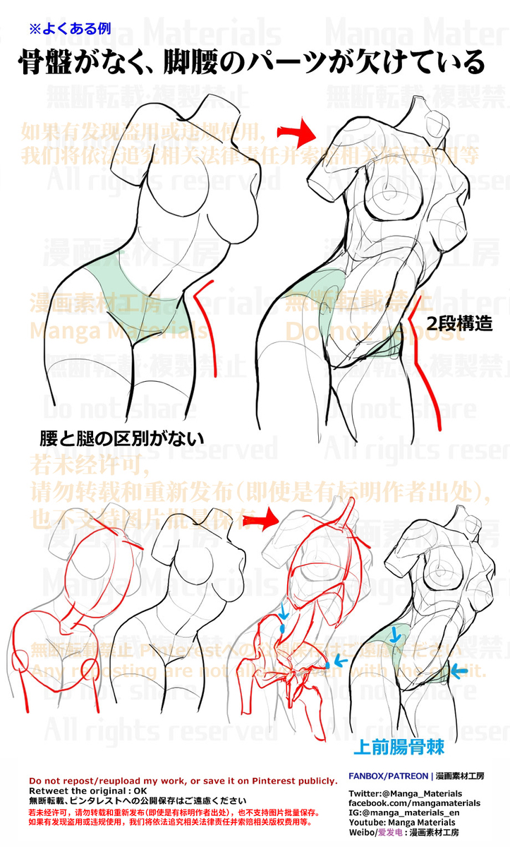 This is a pixiv picture whose title is 個人メモ：腰～脚へのライン.