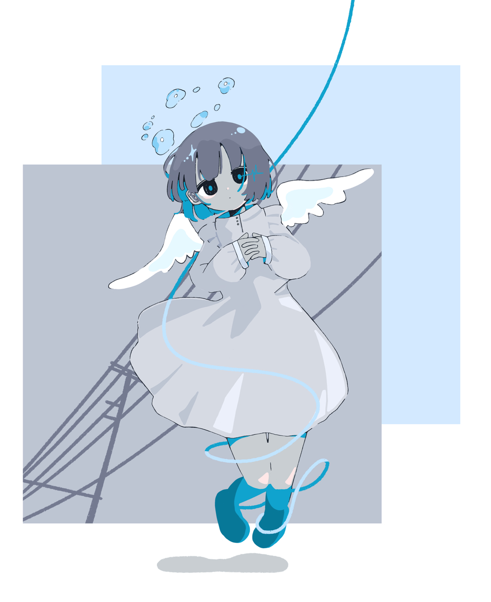 This is a pixiv picture whose title is 雲と電線.
