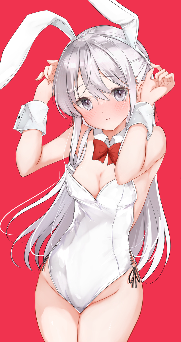 This is a pixiv picture whose title is ぶかぶか白バニー×妹ちゃん.