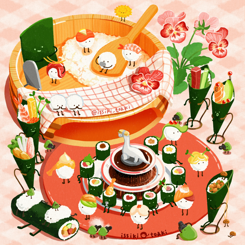 This is a pixiv picture whose title is てまり寿司ファッションショー.