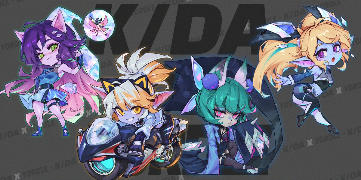 This is a pixiv picture whose title is K/DA x YORDLE.