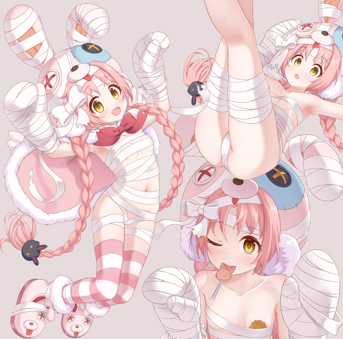 This is a pixiv picture whose title is 包帯ハロウィンミミちゃんｘ３.