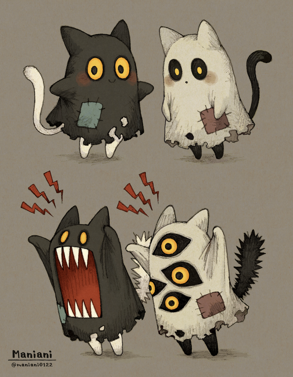 This is a pixiv picture whose title is Twin ghost cats.